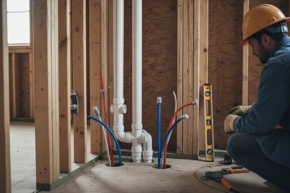 Drain and supply rough-in during Leak Detection in Gales Ferry